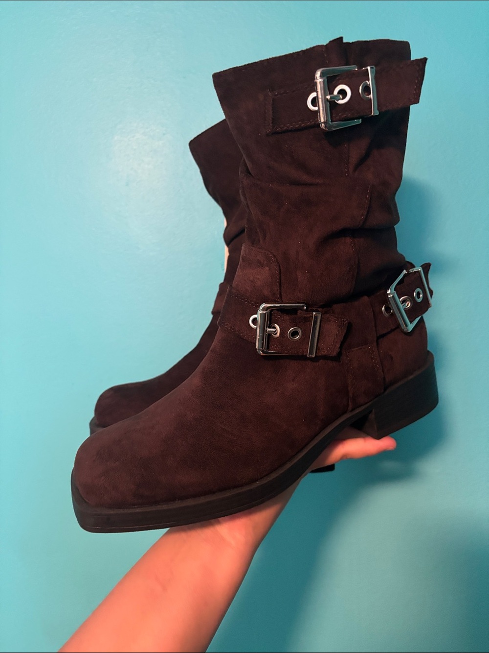 No Boundaries Brown Suede Lace-Up Buckle Ankle Boots